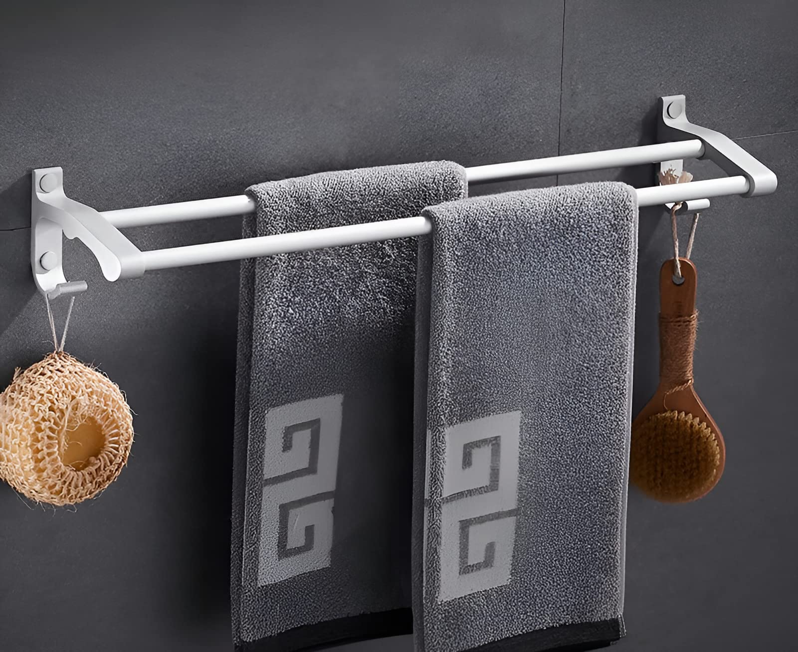 3 Tier Metal Towel Rack Adjustable Over the Door Rack with Hooksfor Storage  of Bathroom Towels in Black 