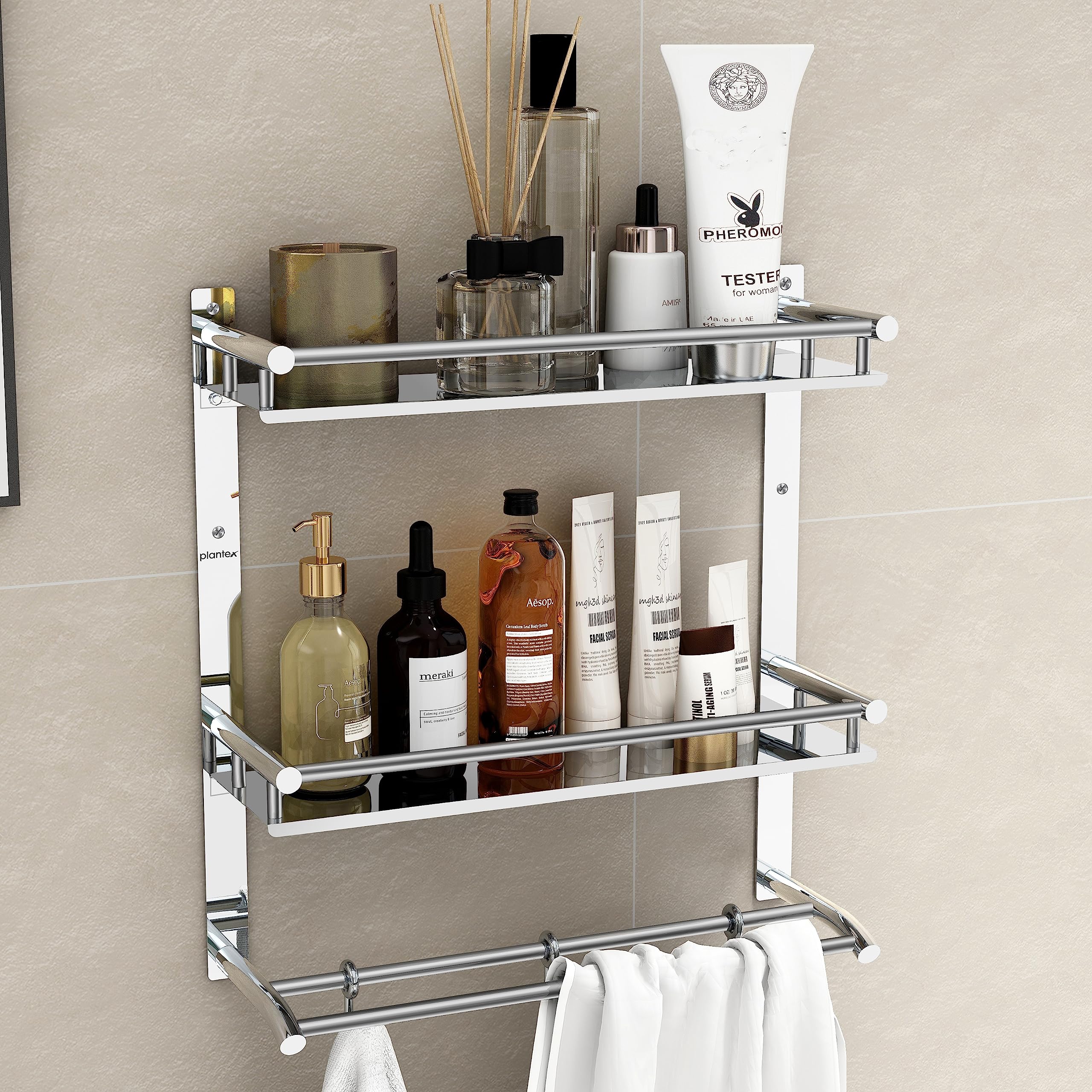 1pc Skincare Products Storage Rack Luxury Bathroom Double-Layered Storage  Shelf Toiletries Organizer Box For Vanity And Bathroom