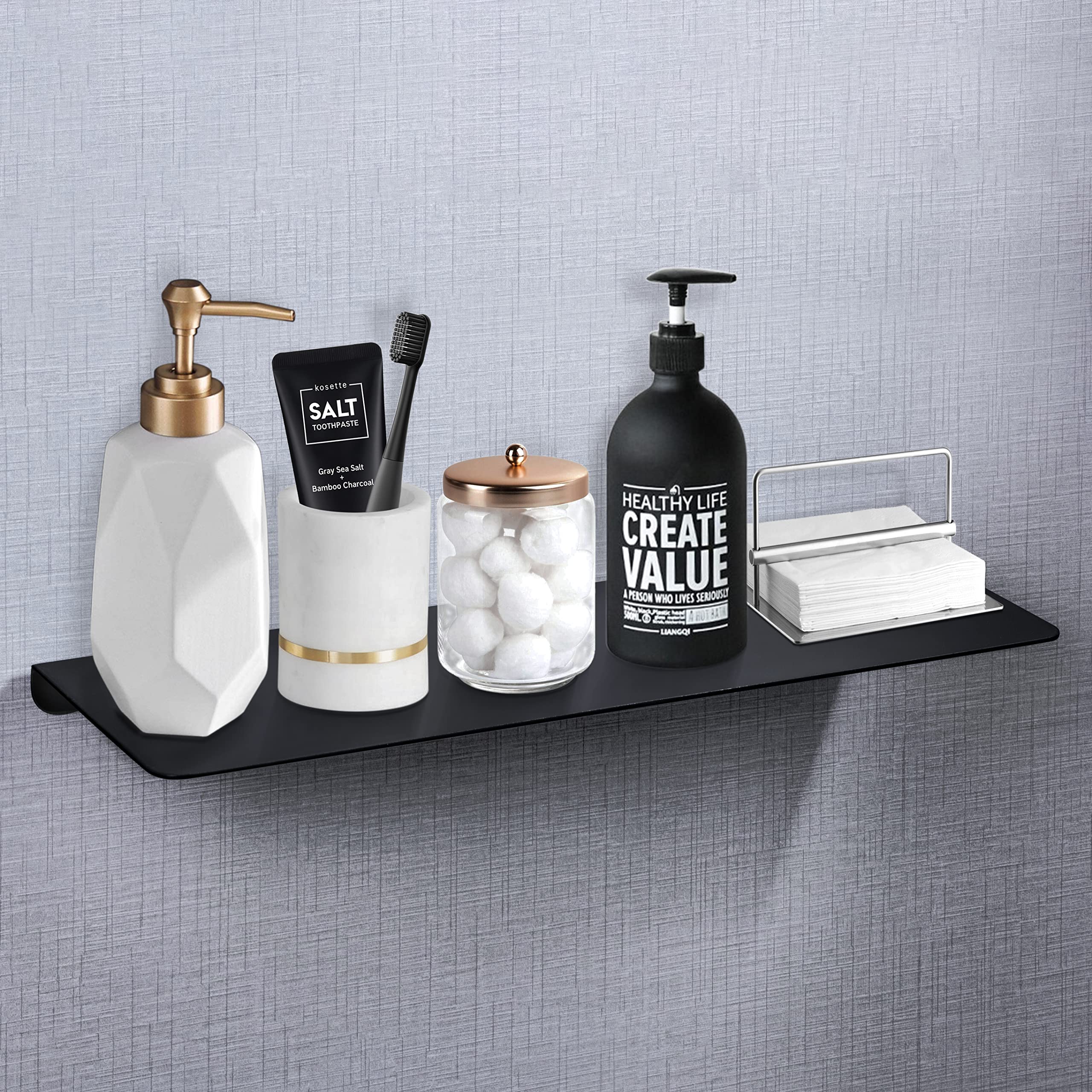 Bathroom Accessories Aluminum White Black Bathroom Shelves Kitchen