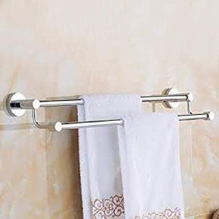 Plantex Stainless Steel Folding Towel Rack with Rod Bathroom Accessories (Silver)