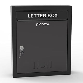 Plantex Wall Mount A4 Size Letter Box - Mail Box/Letter Box for Home gate with Key Lock (Black)