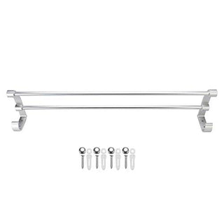 Plantex Space Aluminum Towel Holder/Rod/Hanger/Stand with Side Hooks for Bathroom & Kitchen - Bathroom/Kitchen Accessories (24 Inch-Silver)