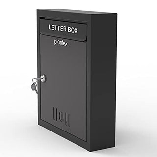 Plantex Wall Mount A4 Size Letter Box - Mail Box/Letter Box for Home gate with Key Lock (Black)