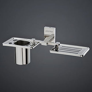 Plantex Senso Bathroom 2 in 1 soap Holder and Brush Stand for wash Basin (304 Stainless Steel)