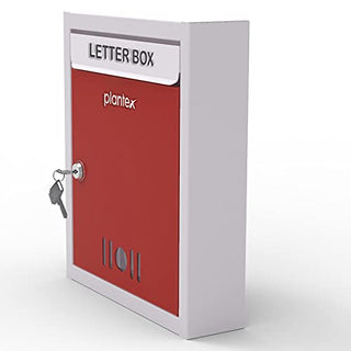 Plantex Wall Mount A4 Size Letter Box - Mail Box/Letter Box for Home gate with Key Lock (Red & Ivory)