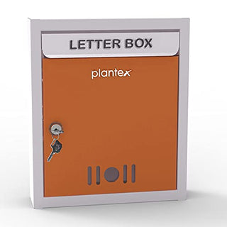 Plantex Wall Mount A4 Size Letter Box - Mail Box/Letter Box for Home gate with Key Lock (Orange & Ivory)