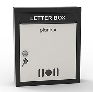 Plantex Wall Mount A4 Size Letter Box - Mail Box/Complaint Box/Donation Box with Lock/Letter Box for Home gate with Key Lock (Black & Ivory)