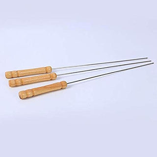 Plantex Barbecue Skewers Barbecue String with Wooden Handle BBQ Stick Needles Outdoor Camping Outings Cooking Tools - 10 Pcs