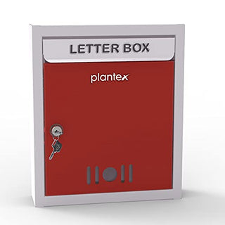 Plantex Wall Mount A4 Size Letter Box - Mail Box/Letter Box for Home gate with Key Lock (Red & Ivory)