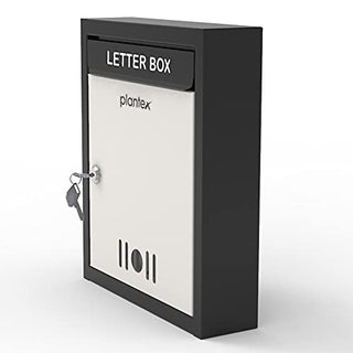 Plantex Wall Mount A4 Size Letter Box - Mail Box/Complaint Box/Donation Box with Lock/Letter Box for Home gate with Key Lock (Black & Ivory)