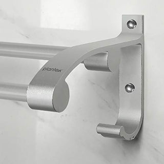 Plantex Space Aluminum Towel Holder/Rod/Hanger/Stand with Side Hooks for Bathroom & Kitchen - Bathroom/Kitchen Accessories (24 Inch-Silver)