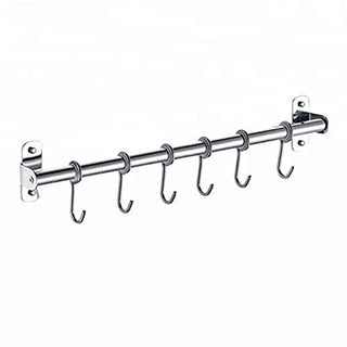 Plantex Anti Rust 304 Grade Stainless Steel Hook Hanger Rail/Towel Rod/Hook Rail for Bathroom and Kitchen (Silver)