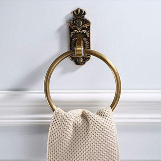 Plantex Antique Towel Ring/Napkin Holder - Aluminum Hanger/Bathroom Accessories (Color - Brass)