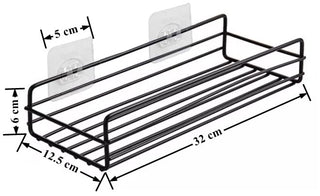 Plantex Self-Adhesive GI-Steel Bathroom Shelf-Multipurpose Rack/Organizer for Bathroom & Kitchen/Bathroom Accessories (12x5 inches,Black)