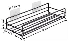 Plantex Self-Adhesive GI-Steel Bathroom Shelf-Multipurpose Rack/Organizer for Bathroom & Kitchen/Bathroom Accessories (12x5 inches,Black)