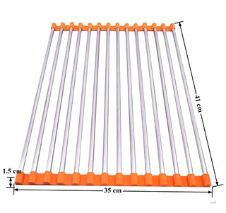 Plantex Stainless Steel Role up Kitchen Sink Fruit and Vegetable Drying Drain Rack / Folding Sink Drying Rack