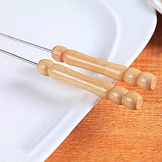 Plantex Barbecue Skewers Barbecue String with Wooden Handle BBQ Stick Needles Outdoor Camping Outings Cooking Tools - 10 Pcs