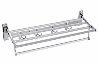 Planet Platinum High Grade Heavy Stainless Steel Square Folding Towel Rack/Bathroom Accessories (2 Feet Long) Pack Of (1)