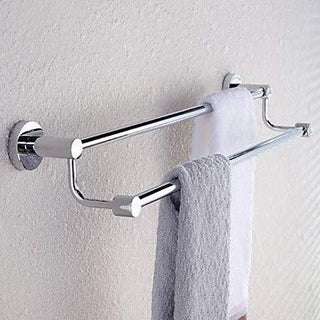 Plantex Stainless Steel Folding Towel Rack with Rod Bathroom Accessories (Silver)