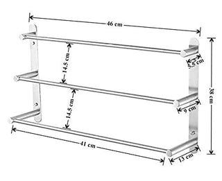 Plantex Stainless Steel 3-Tier Towel Rod for Bathroom/Towel Bar/Hanger/Stand/Bathroom Accessories - Chrome