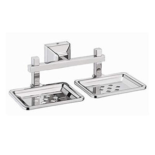 Plantex 304 Grade Stainless Steel Double Soap Holder for Bathroom/Dual Soap Dish/Dual soap stand/Bathroom Accessories - Pack of 2, Squaro (Chrome)