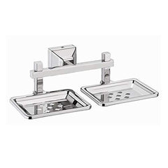 Plantex 304 Grade Stainless Steel Dual Soap Holder for Bathroom/Soap Stand/Double Soap Dish/Bathroom Accessories - Squaro (Chrome)