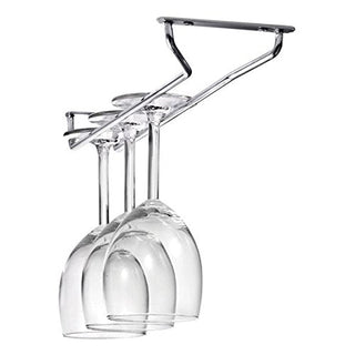 Plantex Stainless Steel Wine Glass Rack/Holder Upside Down Glass Hanging Organizer/Glass Hanging Stand for Pubs/Kitchen/Bars - (Single Line - 15 x 5 Inches)