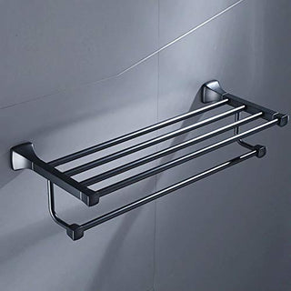 Plantex Space Aluminum Towel Rack for Bathroom/Towel Stand/Hanger/Bathroom Accessories(24 Inch-Black)