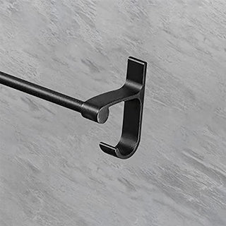 Plantex Aluminum SELF Adhesive Towel Rod/Holder with Side Hooks for Bathroom & Kitchen Accessories (24 Inch, Black)