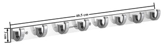 Plantex Aluminium Hook Rail for Bathroom/Cloth and Towel Hanger for Wall/Hook Rail Bar for Clothes - Pack of 2 (8 Pin, Chrome)