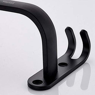 Plantex Space Aluminium Towel Rod/Towel Hanger with Hooks for Bathroom/Towel Holder/Stand/Bathroom Accessories - 24 Inch (Black)