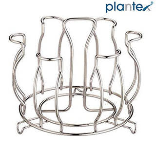 Plantex Stainless Steel Glass Stand/Mug Holder/Glass Holder for Kitchen/Dining Table (Chrome)