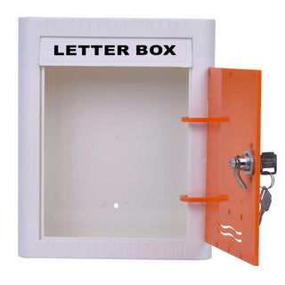 Plantex Virgin Plastic Wall Mount A4 Letter Box - Mail Box/Outdoor Mailboxes Home Decoration with Key Lock (Orange & White)