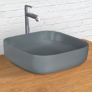 Plantex Premium Tabletop Ceramic Square Wash Basin/Countertop Bathroom Sink (Smoke, 16 x 16 x 5 Inch)