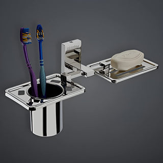 Plantex Senso Bathroom 2 in 1 soap Holder and Brush Stand for wash Basin (304 Stainless Steel)