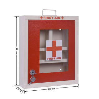 Plantex Metal Emergency First Aid Box/Medicine Storage Box/Medical Box/First Aid Kit Box/Medicine Box For Home, School & Office/Medicine Organizer With Multi Compartment - (Red & Ivory) – Wall Mount