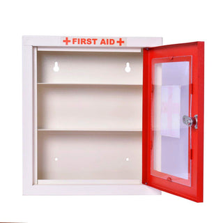 Plantex Emergency First Aid Kit Box/Emergency Medical Box/First Aid Box/Wall Mount/Multi Compartment (32.5 x 28.5 x 8 cm, Red & Ivory)