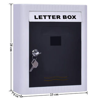 Plantex Virgin Plastic All-in-One Multipurpose Wall Mount A4 Letter Box/Suggestion Box/Complaint Box/Outdoor Mailboxes/Letter Box for gate and Wall with Key Lock (Black & White)