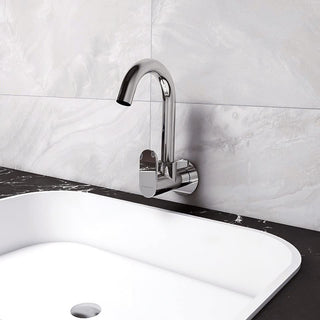 Plantex Pure Brass ORN-210 Sink Cock with (360 Degree) Swivel Spout/Single Lever Sink Tap for Kitchen Faucet with Teflon Tape & Wall Flange - Wall Mount (Mirror-Chrome Finish)