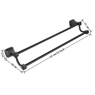 Plantex Space Aluminum Towel Rod/Towel Hanger for Bathroom/Towel Rod/Stand/Towel Bar/Bathroom Accessories(24 Inch-Black)