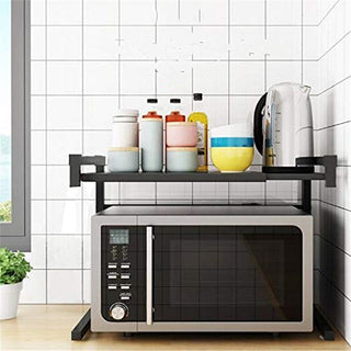 Plantex Metal Space Saver Kitchen Organizer Stand For Convection Microwave Otg Oven – Kitchen Accessories (Black)