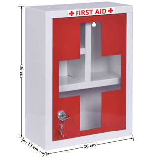 Plantex Platinum (Metal) Big Size Multi Compartments Emergency First Aid Box for Home/Medicine Box/Emergency Medical Box/First Aid Kit Box/School-Office use with Key Lock - (Red & White) - Wall Mount