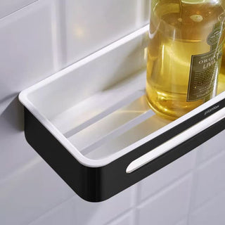 Plantex Stainless Steel & ABS Bathroom Shelf for Wall/Kitchen Shelf/Bathroom Shelf and Rack/Bathroom Accessories - (Black, 14X5 Inches)