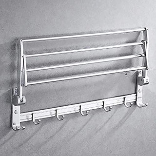 Plantex Space Aluminum & Foldable Towel Rack/Towel Stand/Hanger/Bathroom Accessories (24 Inches) - Silver