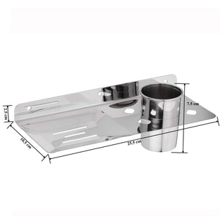 Plantex Platinum Stainless Steel Soap Dish with Tumbler Holder/Soap Holder/Bathroom Accessories - (Chrome)