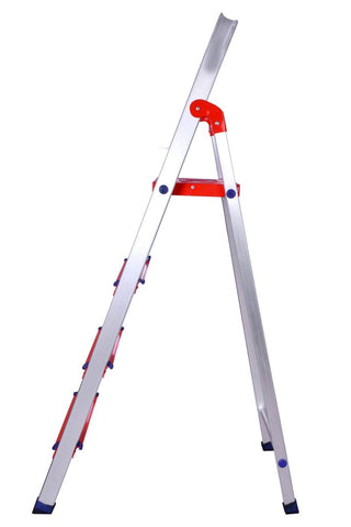 Plantex Classic 4 Step Foldable Aluminium Ladder for Home Use/Step Ladder (Orange & Silver)