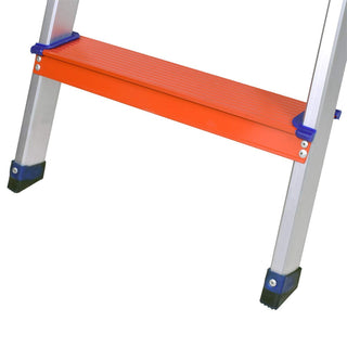 Plantex Classic 4 Step Foldable Aluminium Ladder for Home Use/Step Ladder (Orange & Silver)