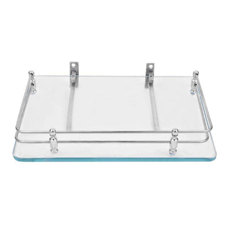 Plantex Glass Set Top Box Wall Shelf/Stand with Wall Brackets (12 X 9 Inch)