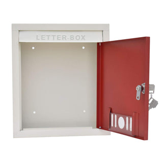 Plantex Wall Mount A4 Size Letter Box - Mail Box/Letter Box for Home gate with Key Lock (Red & Ivory)