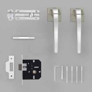 Plantex 7091 Premium Heavy-Duty Mortise Door Lock Handle Set for Bathroom/ Storeroom/ Balcony/ Office with Baby Latch and Push-Pull Handle - Noise-Free, Weatherproof and Keyless(Satin White & Chrome)